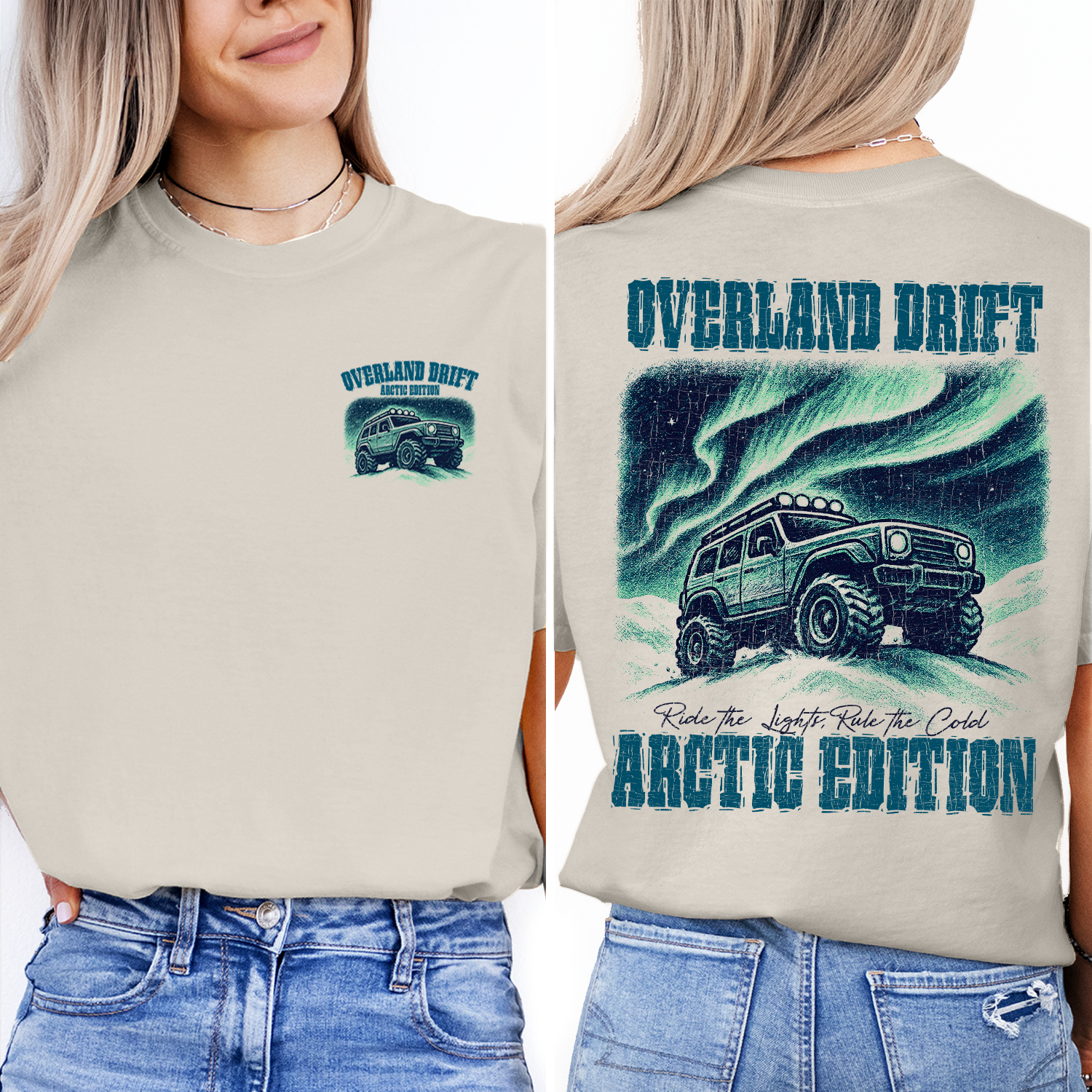 Overland Drift T-Shirt | Arctic Edition Off-Road Tee | 4x4 Adventure Graphic Shirt | Northern Lights Expedition Gift