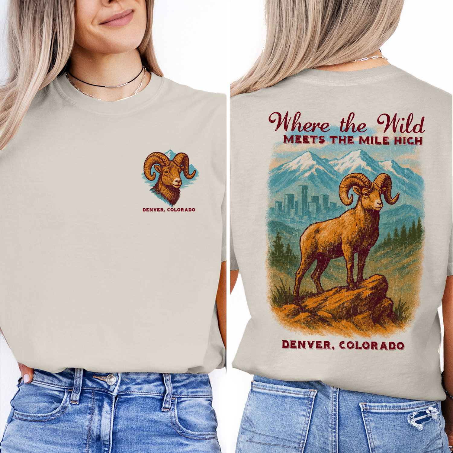 Denver Colorado T-Shirt | Rocky Mountain Ram Graphic Tee | Mile High City Souvenir Shirt | Where the Wild Meets the Mile High