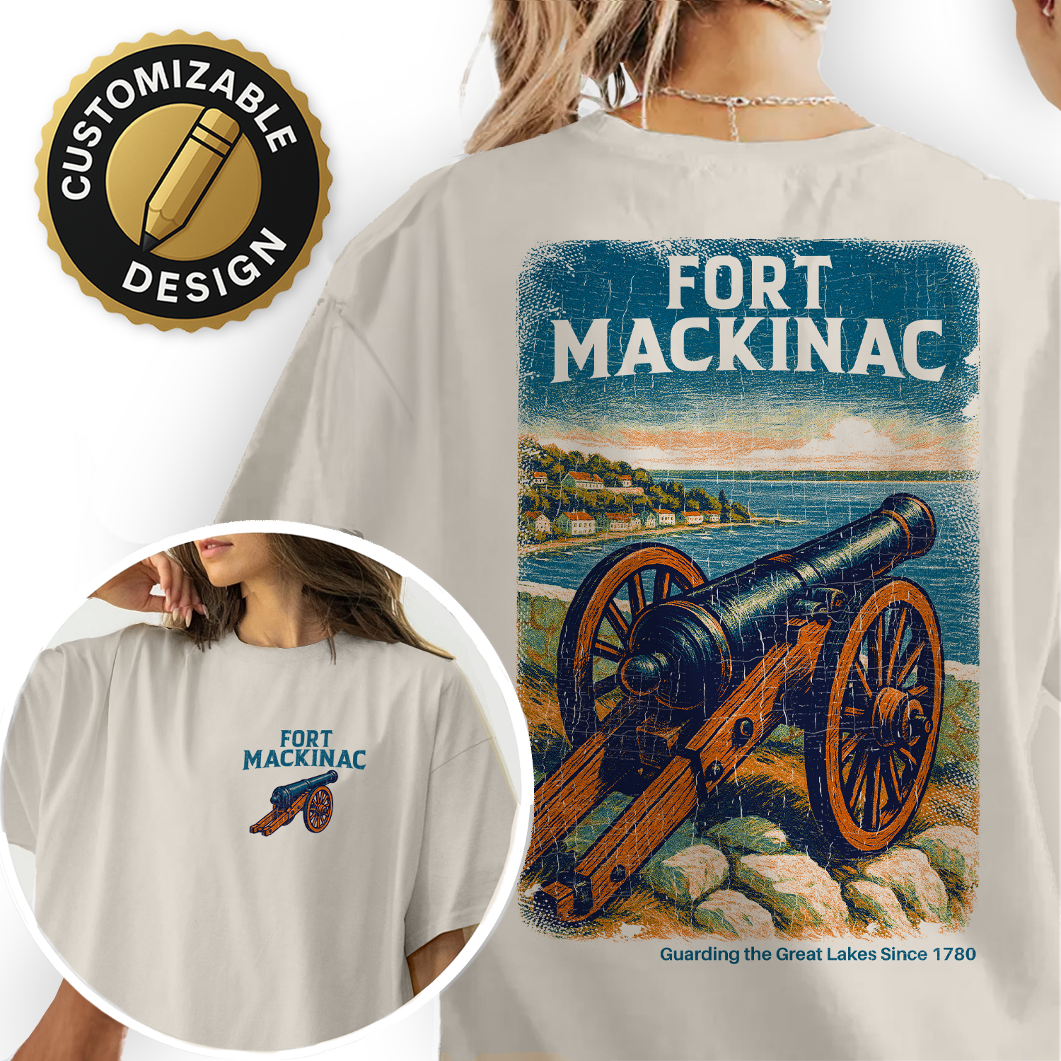 Fort Mackinac Michigan T-Shirt | Historic Cannon Graphic Tee | Mackinac Island Souvenir Shirt | Great Lakes Heritage Top