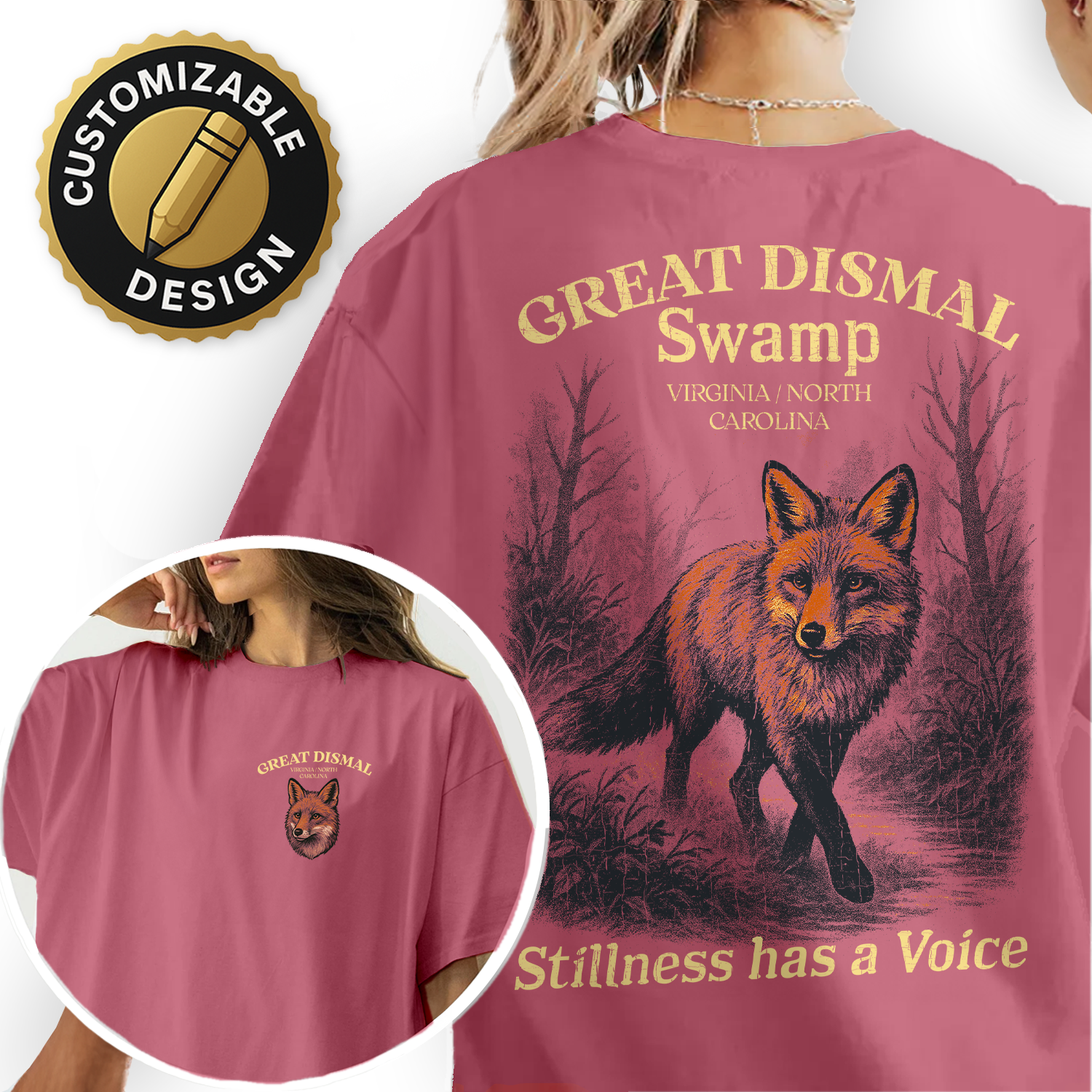 Great Dismal Swamp T-Shirt Fox Graphic Tee Virginia North Carolina Souvenir Nature Wildlife Gift