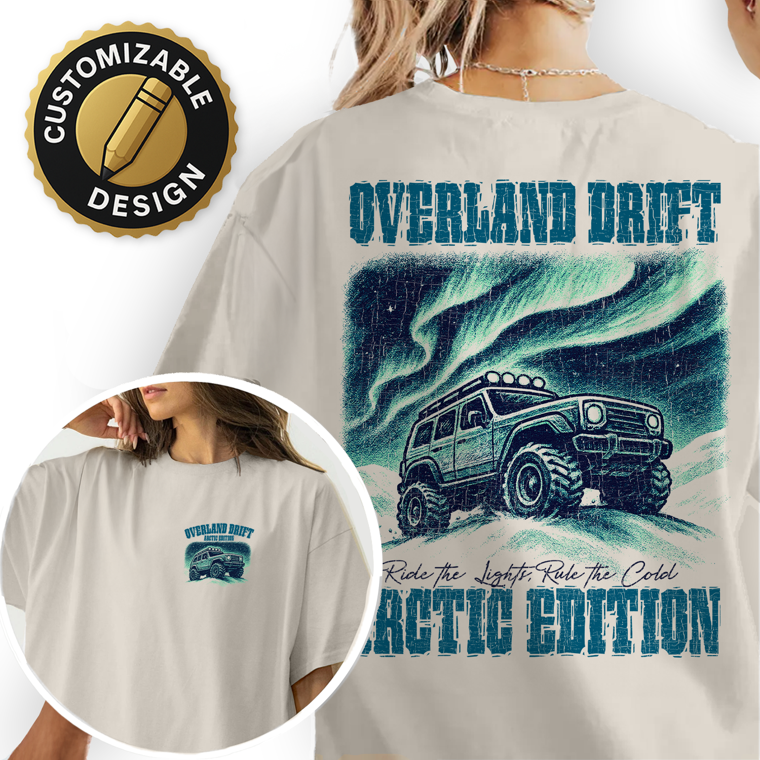 Overland Drift T-Shirt | Arctic Edition Off-Road Tee | 4x4 Adventure Graphic Shirt | Northern Lights Expedition Gift