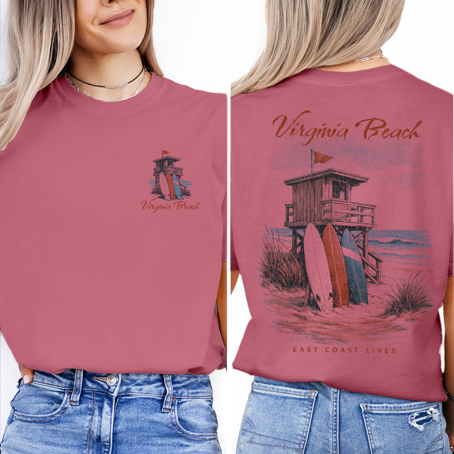 Virginia Beach Shirt, Surf Lifeguard Tower Tee, Coastal Beach T-Shirt, Vintage Ocean Graphic, East Coast Vacation Tee