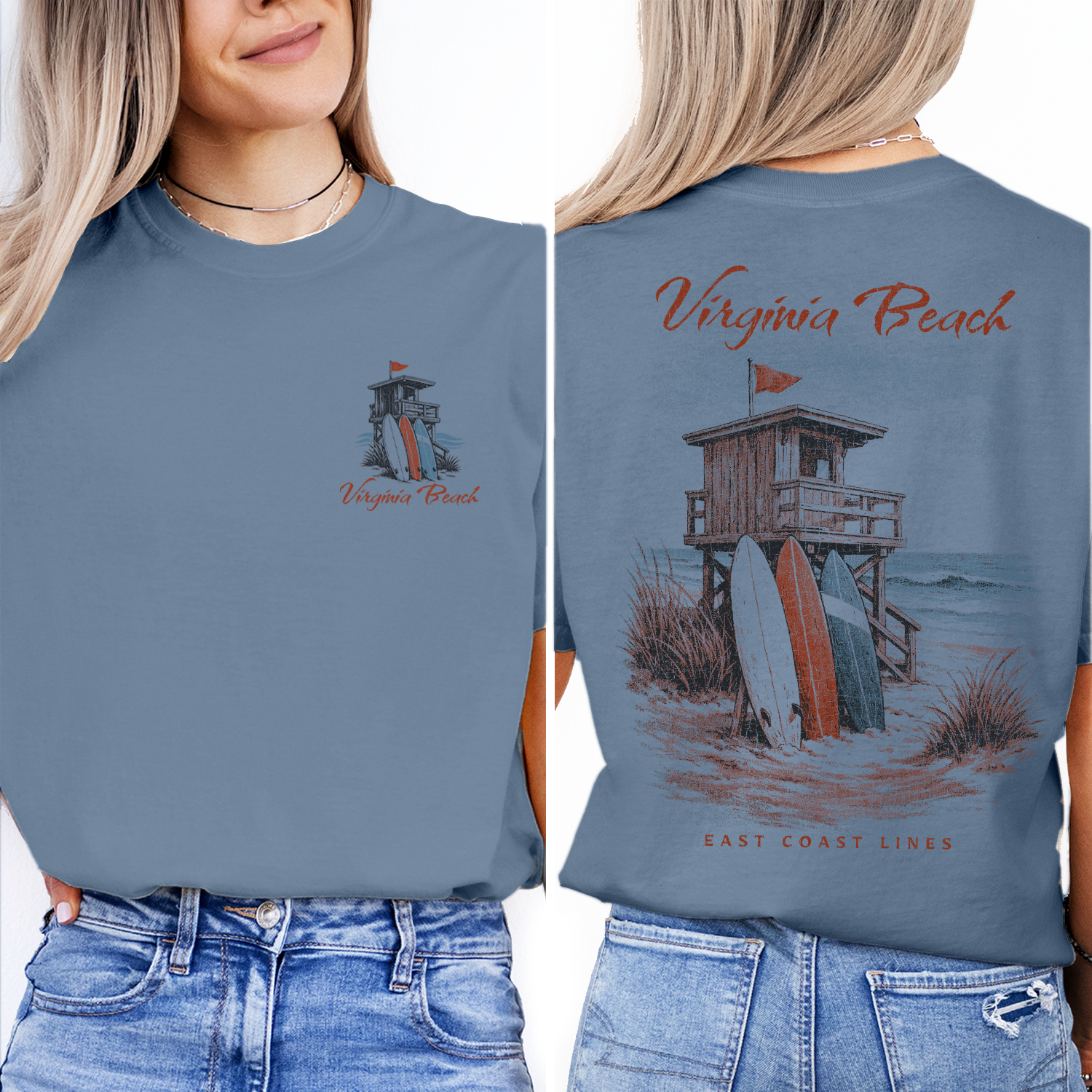 Virginia Beach Shirt, Surf Lifeguard Tower Tee, Coastal Beach T-Shirt, Vintage Ocean Graphic, East Coast Vacation Tee