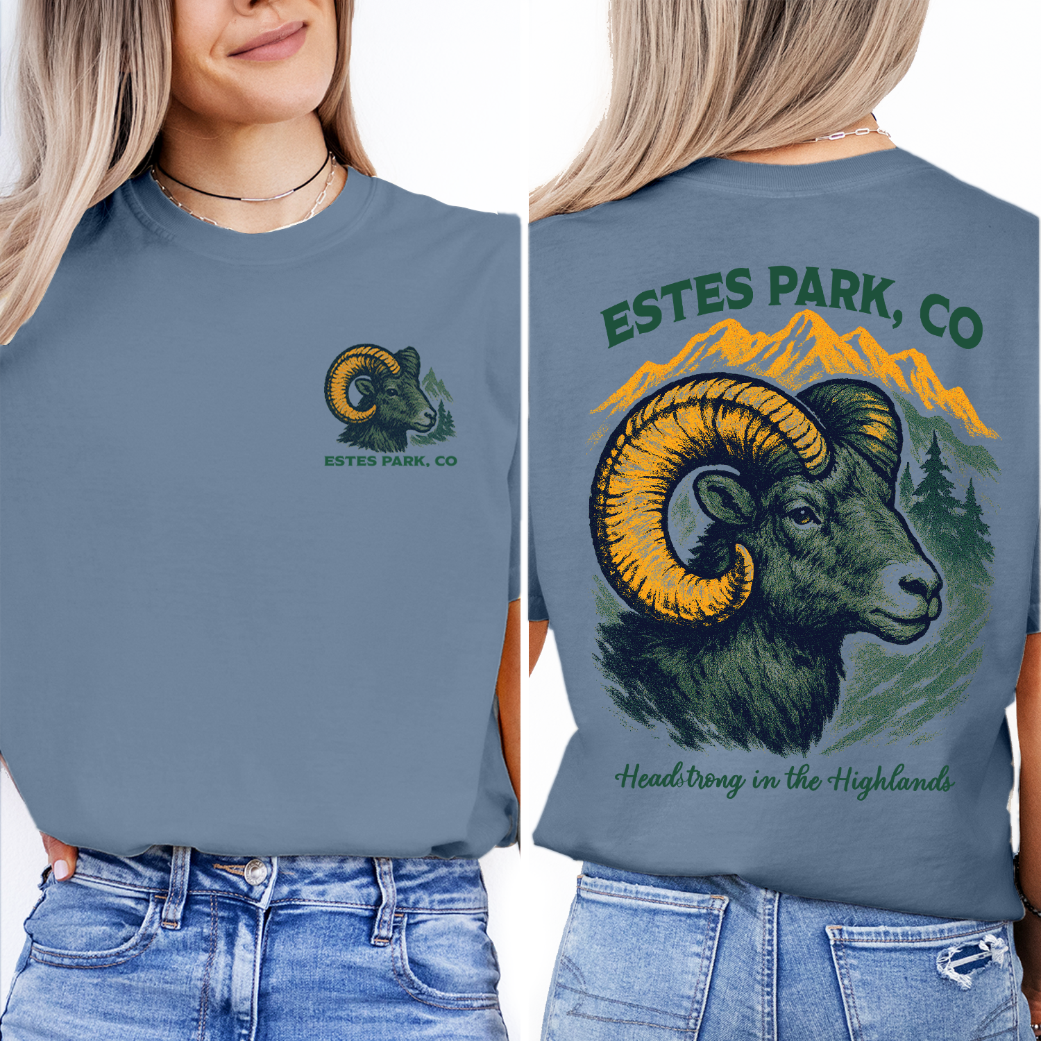 Estes Park Colorado Ram T-Shirt – Bighorn Sheep Graphic Tee, Mountain Wildlife Souvenir Shirt, Rockies Nature Gift