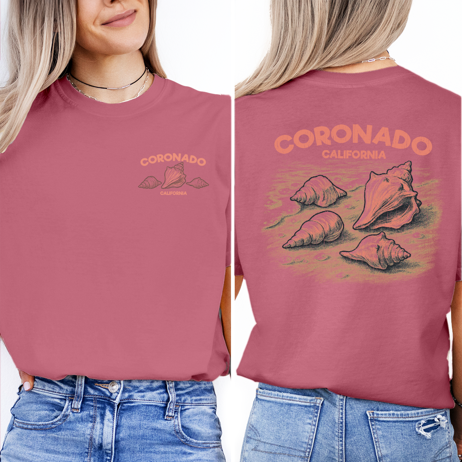 Coronado California Shell T-Shirt – Retro Beach Tee with Sea Shell Graphic, Coastal Summer Souvenir Shirt