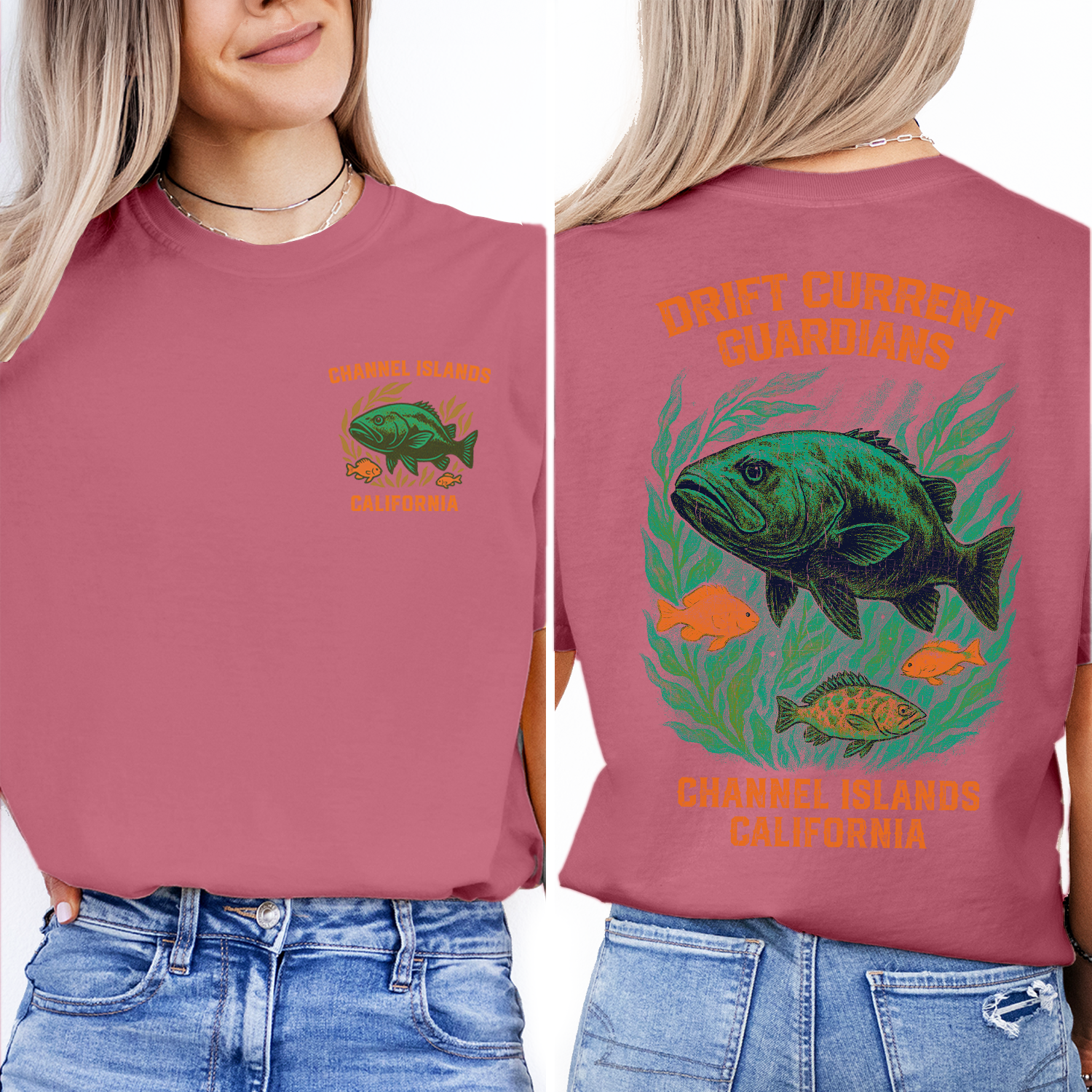 Channel Islands Fish T-Shirt – Drift Current Guardians, Marine Life Graphic Tee, California Ocean Souvenir