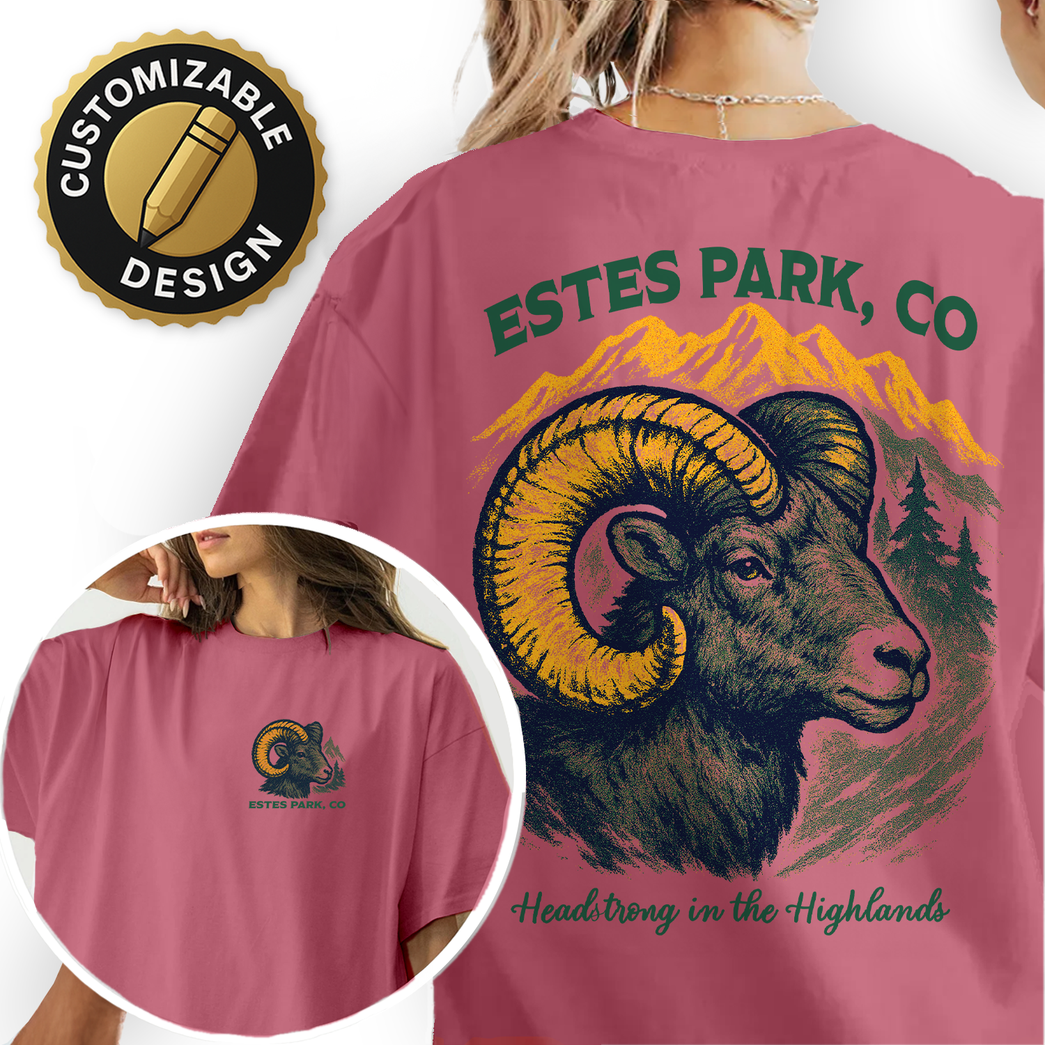 Estes Park Colorado Ram T-Shirt – Bighorn Sheep Graphic Tee, Mountain Wildlife Souvenir Shirt, Rockies Nature Gift