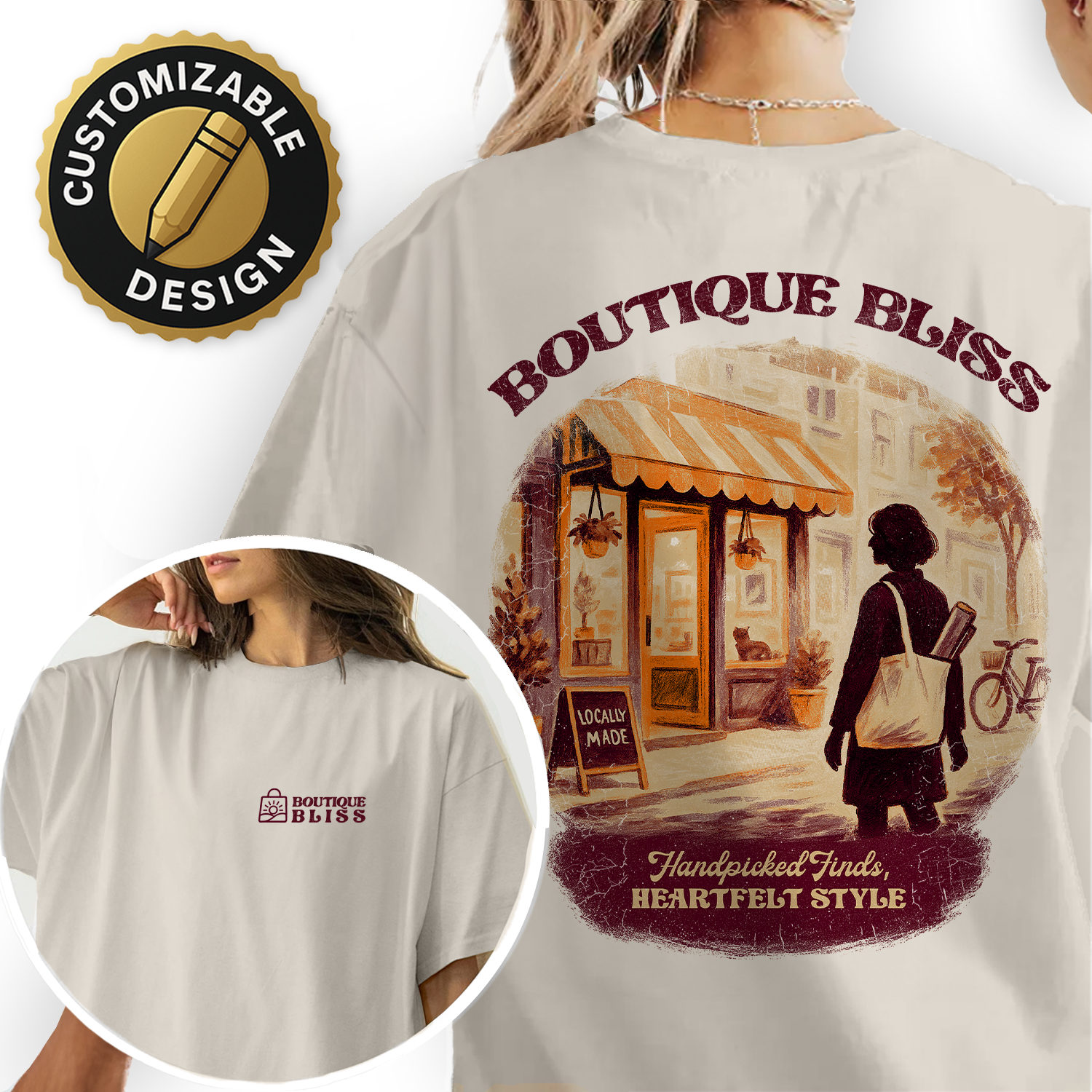 Boutique Bliss T-Shirt | Vintage Shop Graphic Tee | Handpicked Finds Heartfelt Style | Local Small Business Shirt