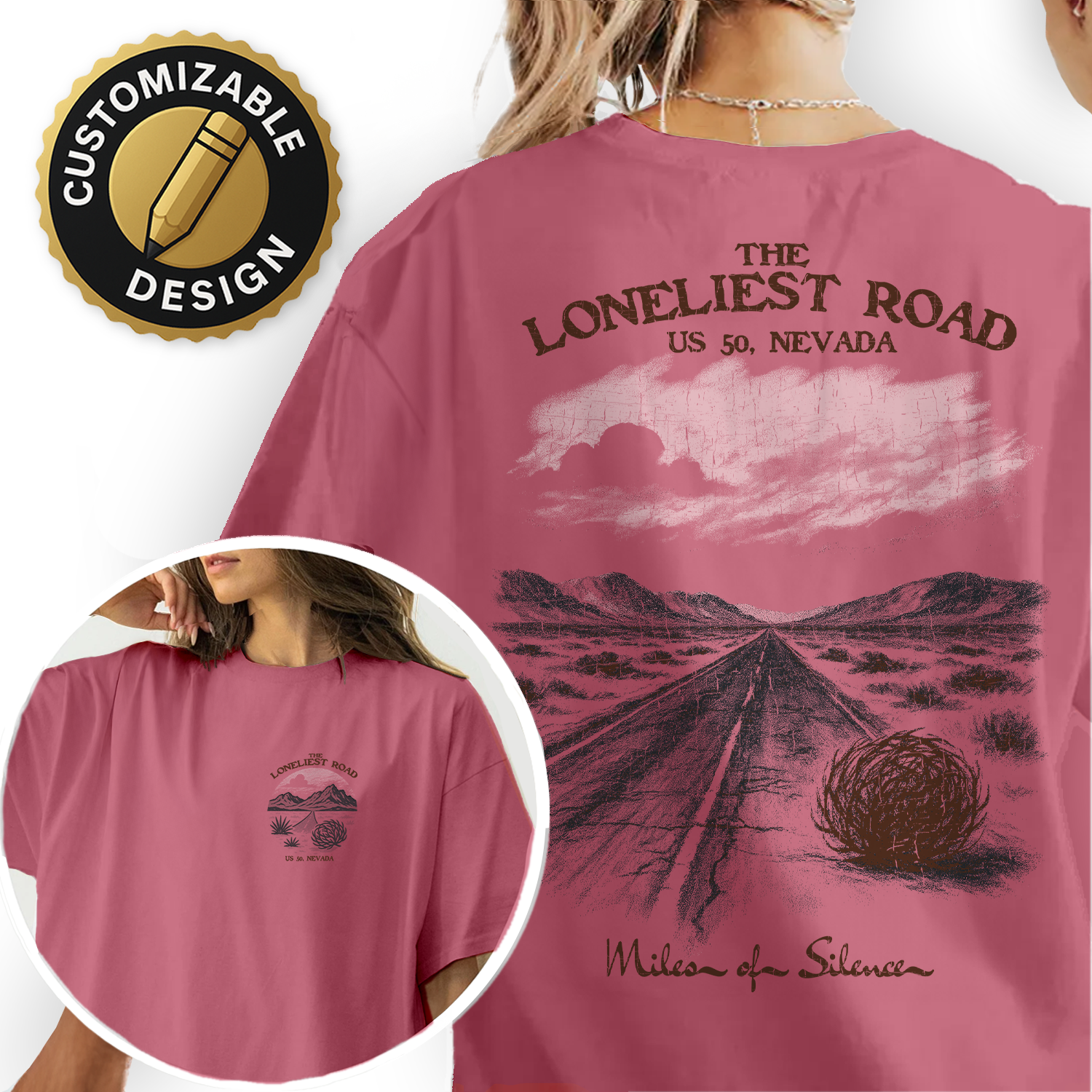 Loneliest Road T-Shirt | Nevada US 50 Desert Highway Tee | Road Trip Souvenir Shirt | Vintage Scenic Travel Gift