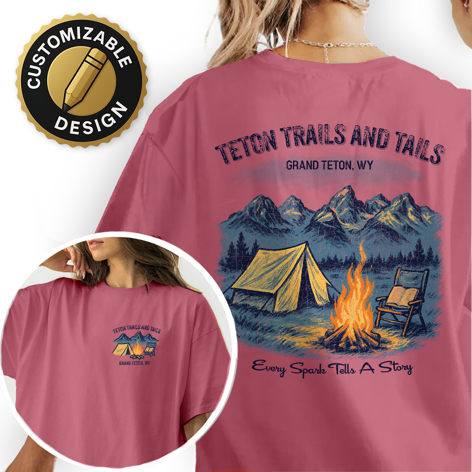 Grand Teton T-Shirt | Wyoming Camping Souvenir Tee | Mountain Trails Campfire Shirt | National Park Adventure Gift