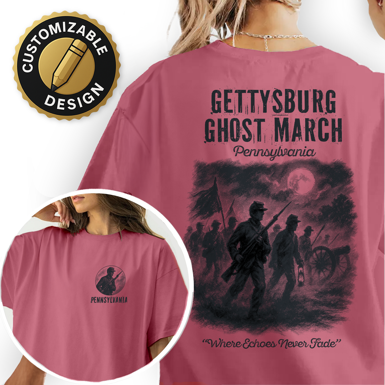 Gettysburg Ghost March T-Shirt | Pennsylvania Civil War Soldier Tee | Haunted Battlefield History Shirt
