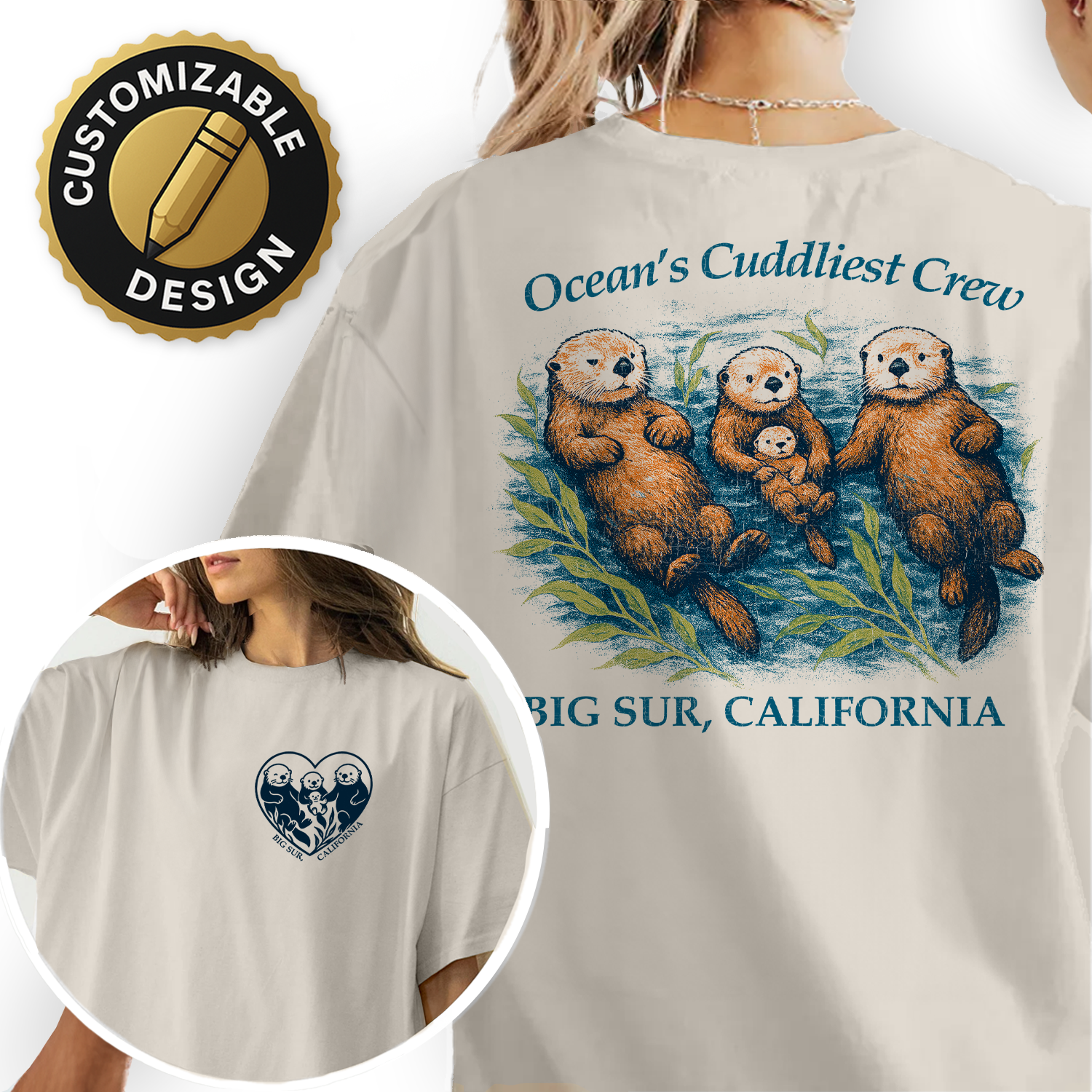 Vintage Big Sur California Otter T-Shirt – Ocean’s Cuddliest Crew Graphic, Sea Otter Wildlife Souvenir Tee