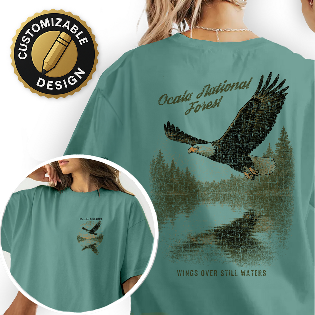 Ocala National Forest Eagle T-Shirt – Wings Over Still Waters, Nature Wildlife Tee, Outdoor Adventure Souvenir Gift