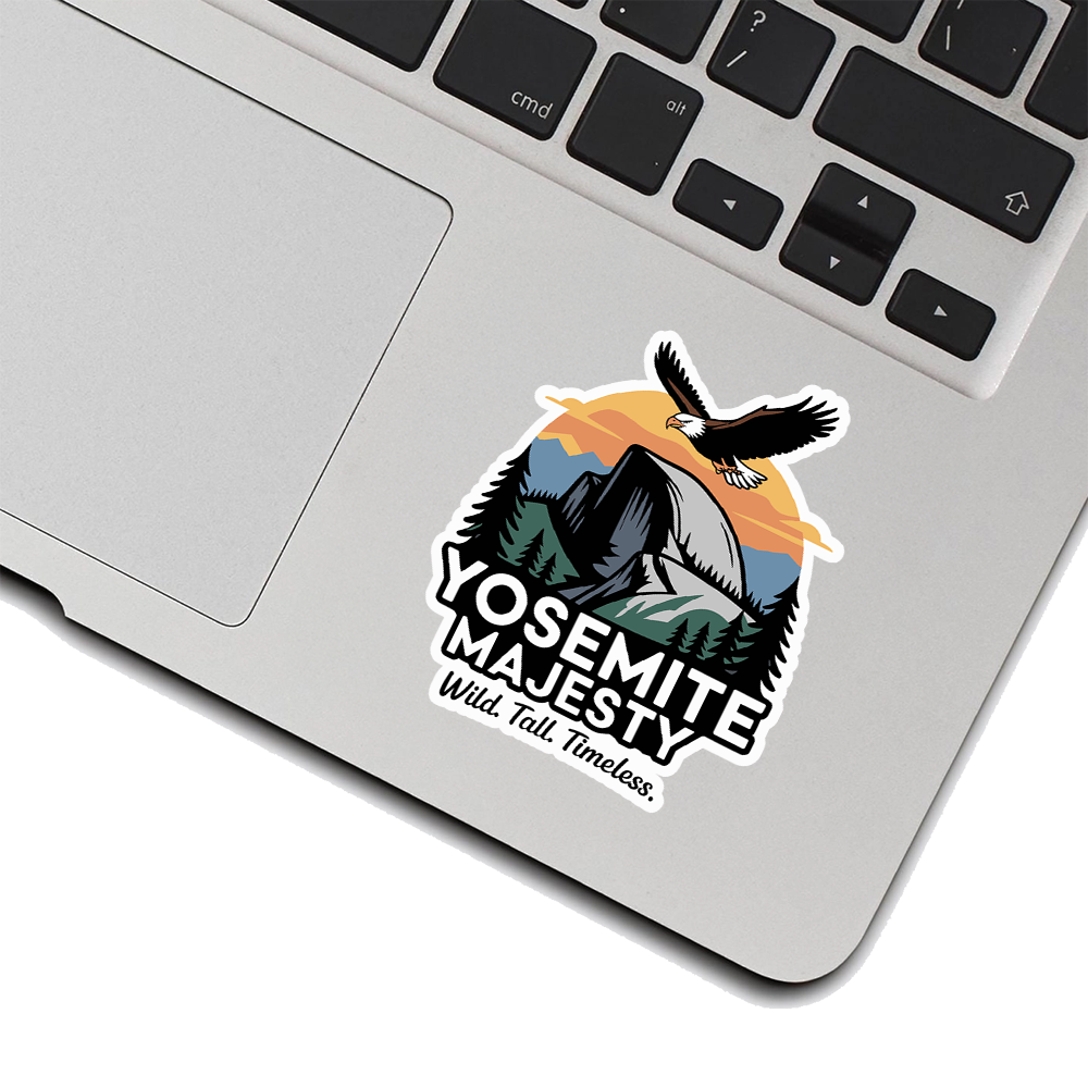 Yosemite Sticker – Half Dome and Bald Eagle Art “Yosemite Majesty” National Park Vinyl Travel Decal