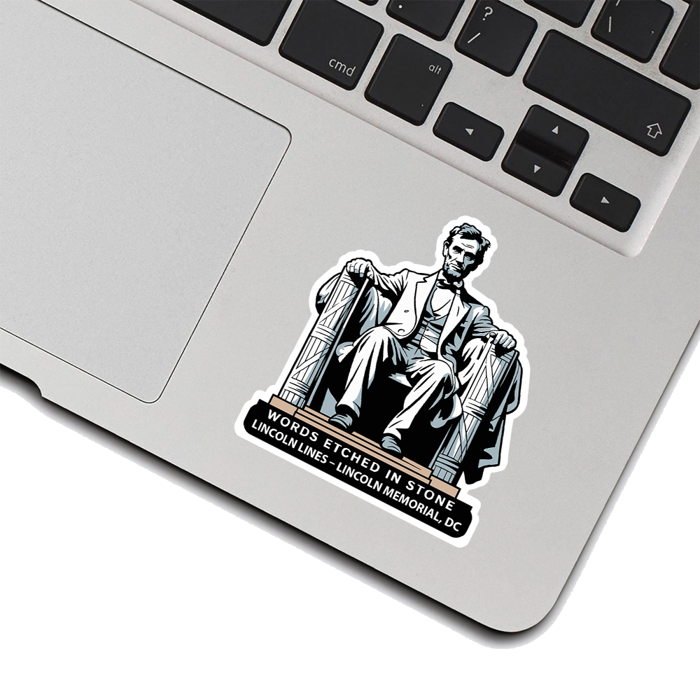Lincoln Memorial Sticker – Bold Monument Art, “Words Etched in Stone” Patriotic Vinyl Decal for History & D.C. Enthusiasts