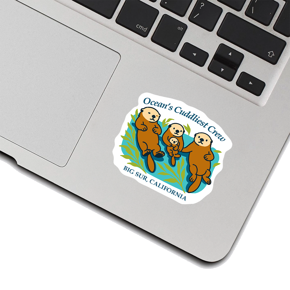 Big Sur California Sticker – Ocean’s Cuddliest Crew Sea Otter Design, Cute Coastal Wildlife Souvenir Decal