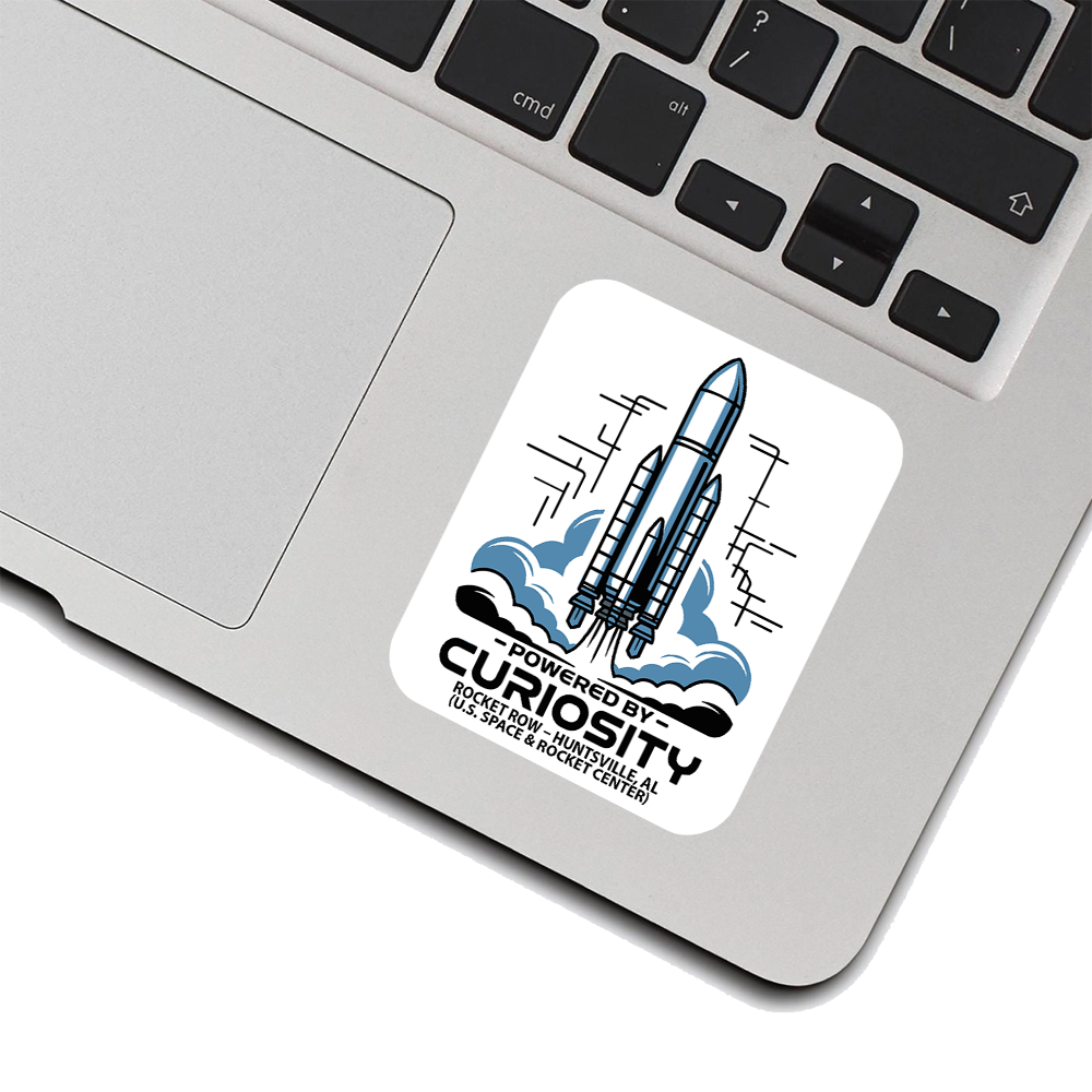 Rocket Row Huntsville Sticker – Powered by Curiosity Space Shuttle Design, U.S. Space & Rocket Center Souvenir Decal