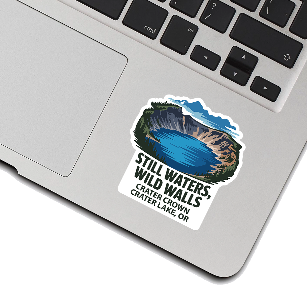 Still Waters Wild Walls Sticker – Crater Lake Inspired Vinyl Decal, Volcanic Rim Nature Art for Hikers & National Park Lovers