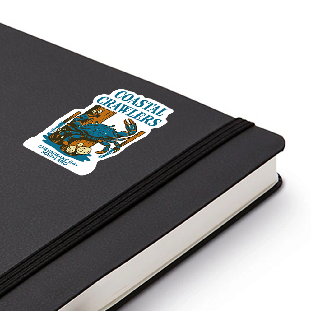 Coastal Crawlers Sticker – Chesapeake Bay Blue Crab Art, Maryland Seafood Lover Souvenir Vinyl Decal for Nature Enthusiasts
