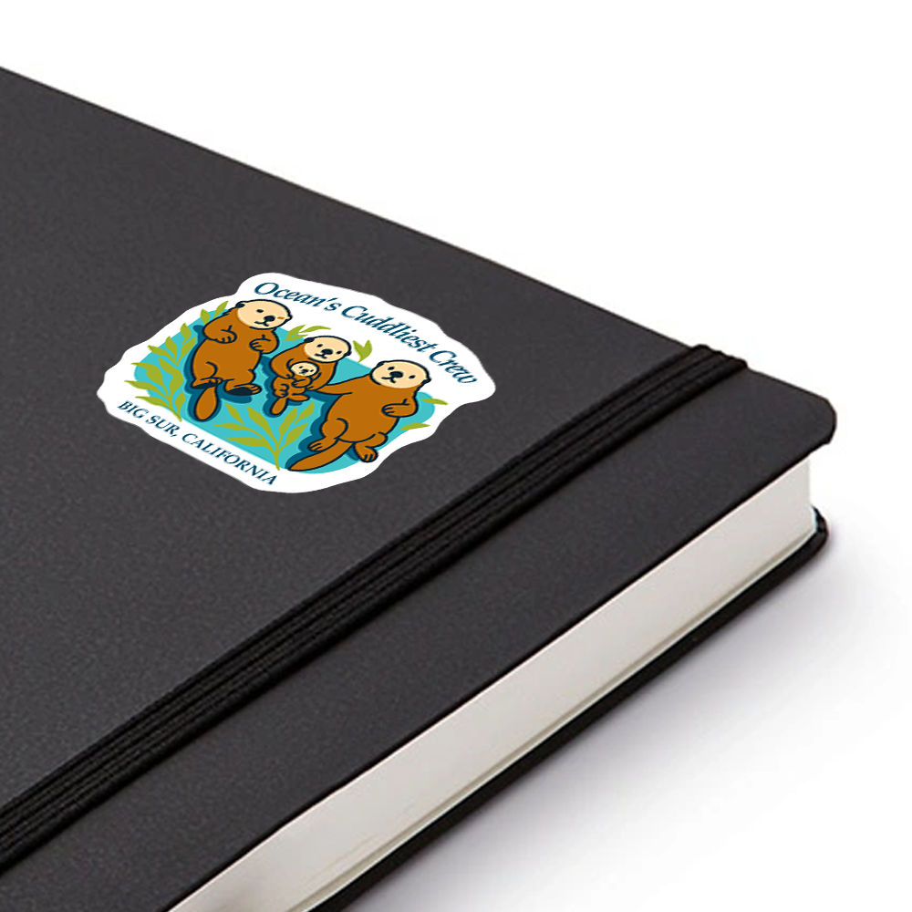 Big Sur California Sticker – Ocean’s Cuddliest Crew Sea Otter Design, Cute Coastal Wildlife Souvenir Decal
