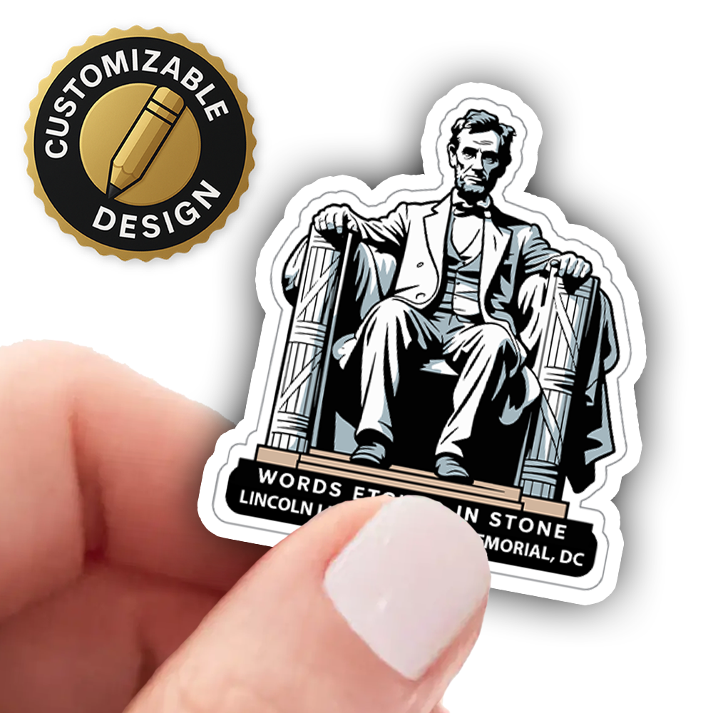 Lincoln Memorial Sticker – Bold Monument Art, “Words Etched in Stone” Patriotic Vinyl Decal for History & D.C. Enthusiasts