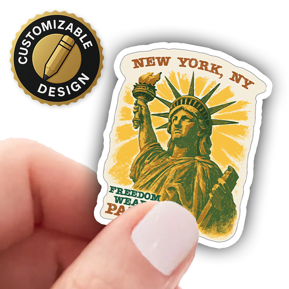Statue of Liberty Sticker – “Freedom Wears Patina” Vintage NY Art, New York City Travel Vinyl Decal for Patriotic Collectors