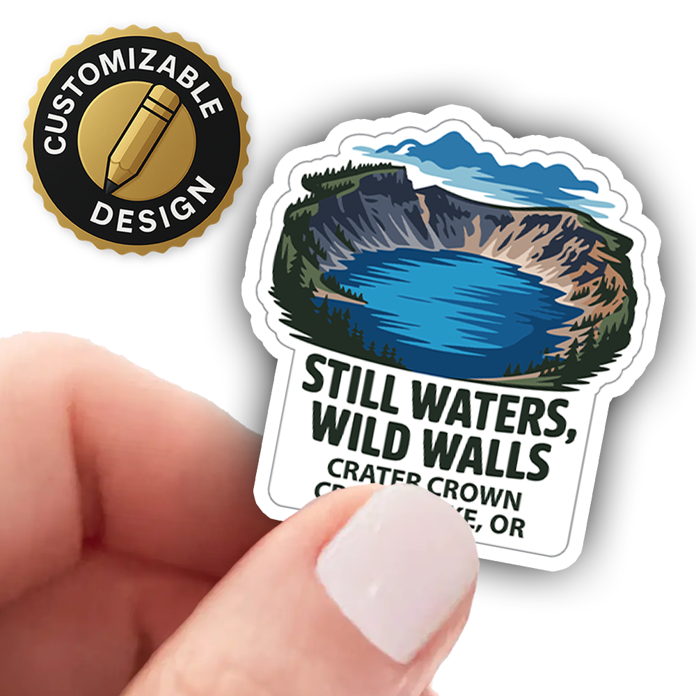 Still Waters Wild Walls Sticker – Crater Lake Inspired Vinyl Decal, Volcanic Rim Nature Art for Hikers & National Park Lovers