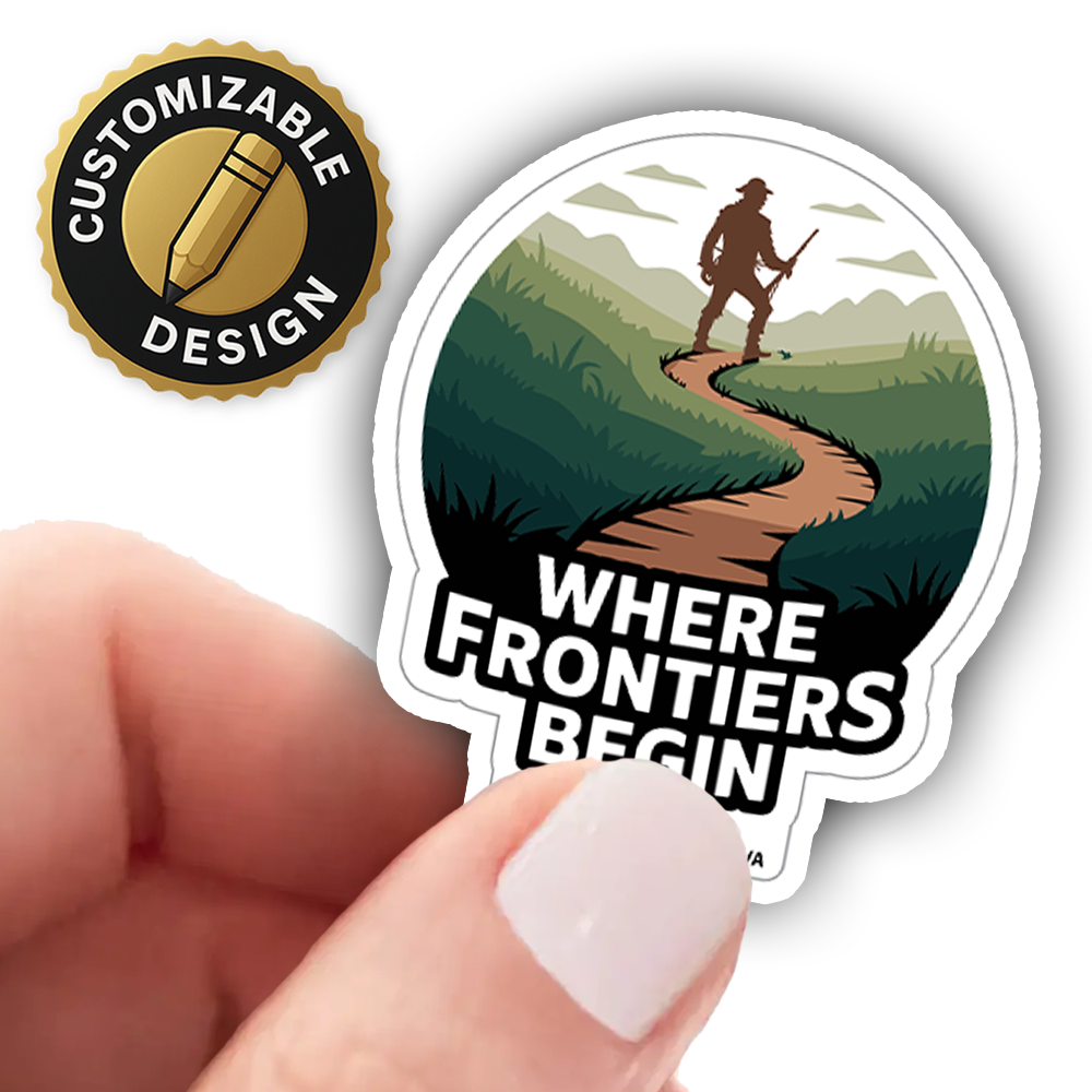 Cumberland Gap Sticker – Where Frontiers Begin Pioneer Trail Design, Kentucky Tennessee Virginia Souvenir Decal