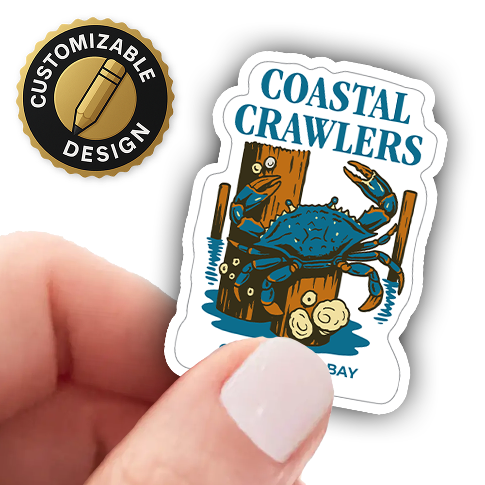Coastal Crawlers Sticker – Chesapeake Bay Blue Crab Art, Maryland Seafood Lover Souvenir Vinyl Decal for Nature Enthusiasts