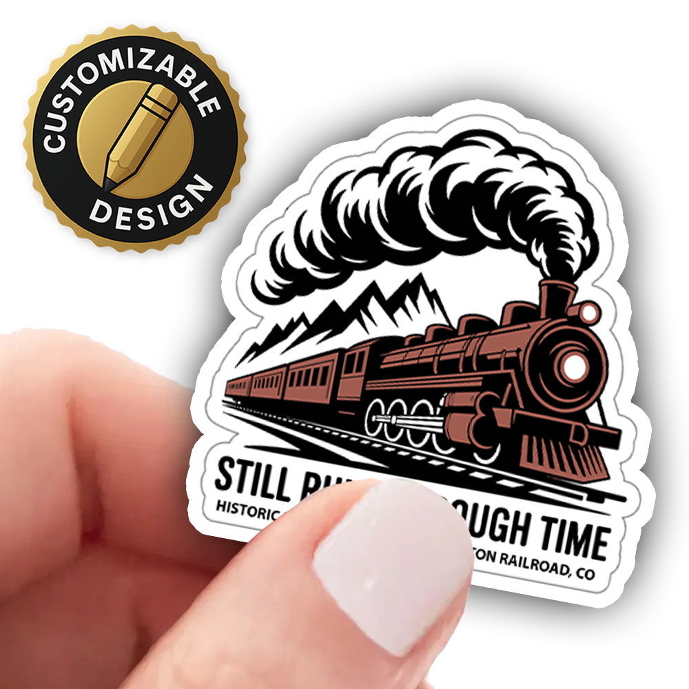 Durango & Silverton Railroad Sticker – Still Runs Through Time Steam Train Design, Colorado Historic Rails Souvenir