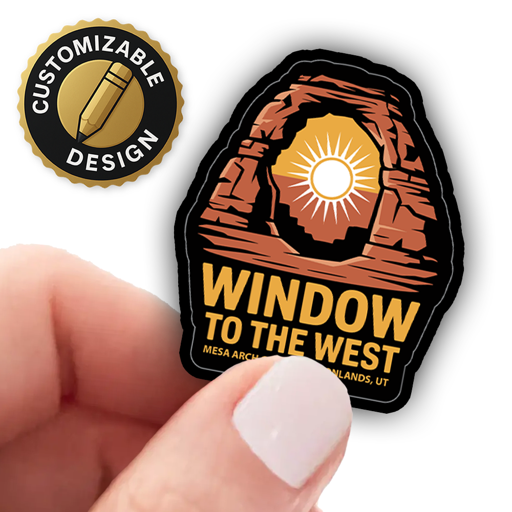 Canyonlands Sticker – Window to the West Mesa Arch Glow Design, Utah National Park Souvenir Travel Decal