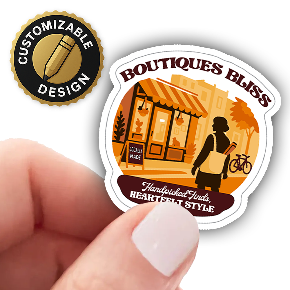 Boutiques Bliss Sticker – Locally Made Shop Art for Small Business Lovers, Heartfelt Gift for Market-Goers & Creatives