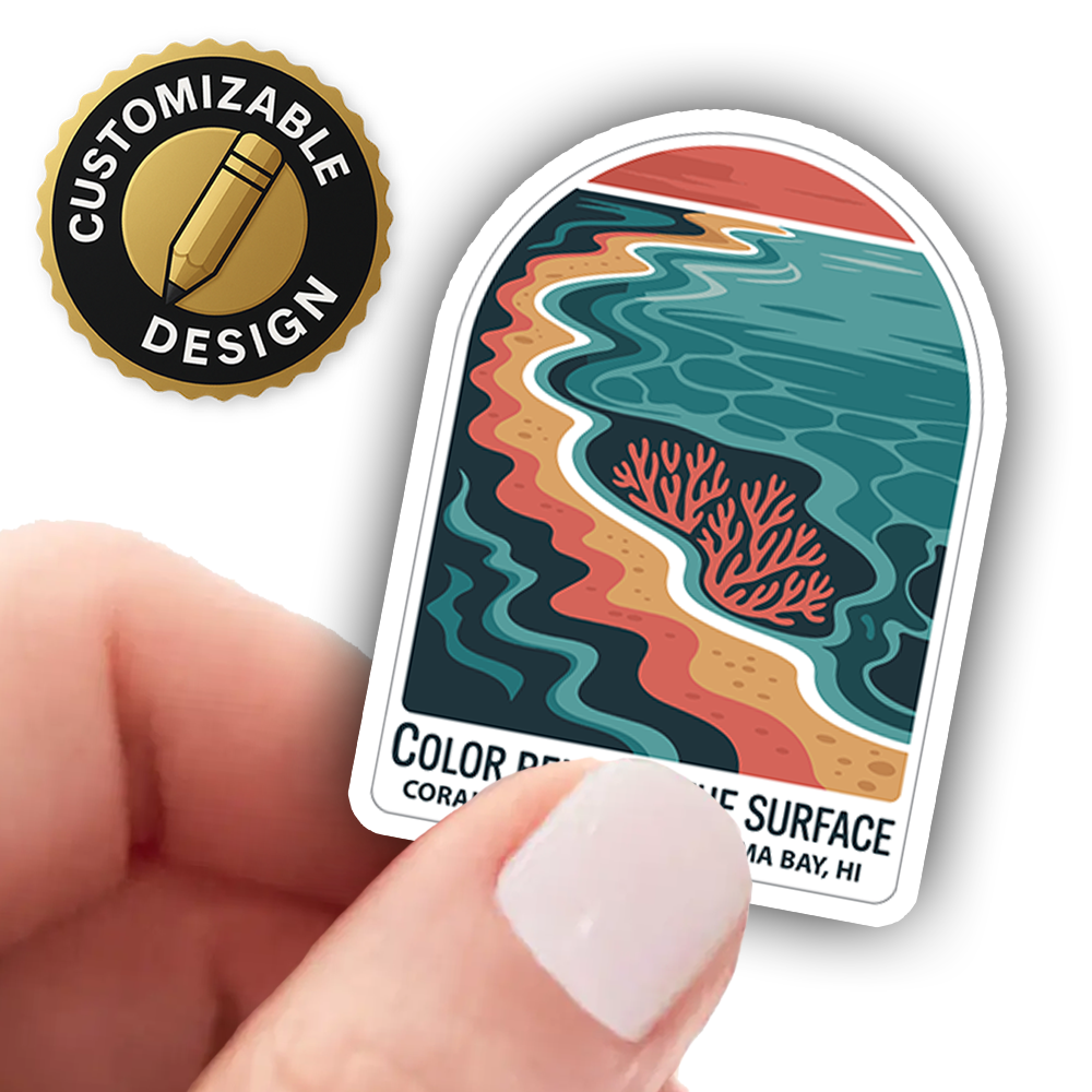 Hanauma Bay Sticker – Color Beneath the Surface Coral Coastline Design, Hawaii Ocean Reef Travel Souvenir Decal